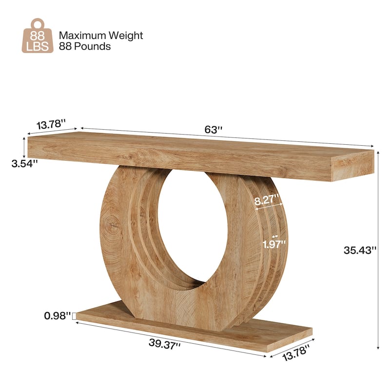 Industrial 63" Console Sofa Table with Stylish Metal Base for Entryway