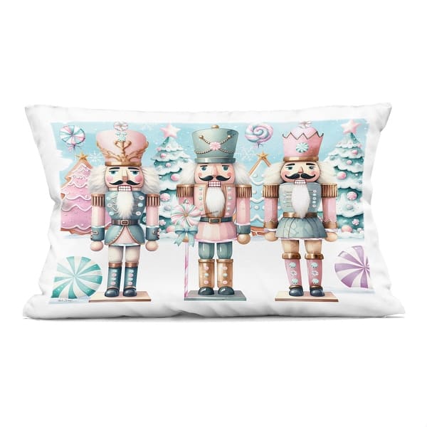 slide 2 of 6, Stupell Nutcrackers & Pastel Scenery Decorative Printed Throw Pillow Design by Nicole DeCamp Polyester - 14 x 20 - Indoor/Outdoor - Single - Pink