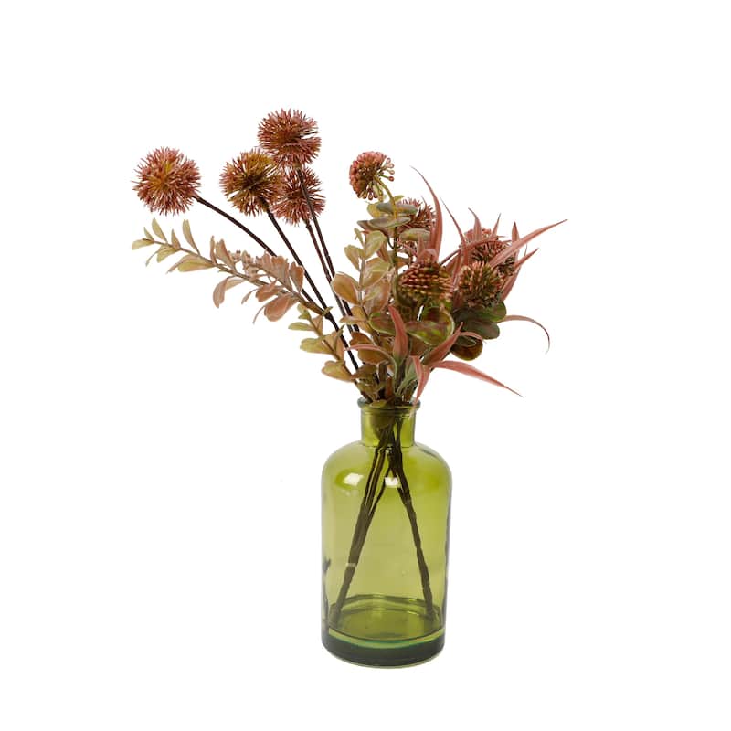15"H Fall Floral Arrangement in Glass Vase