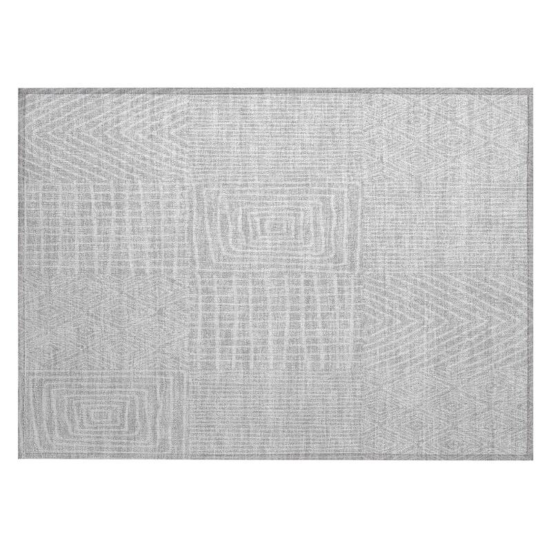 Machine Washable Indoor/ Outdoor Geo Patchwork Chantille Rug