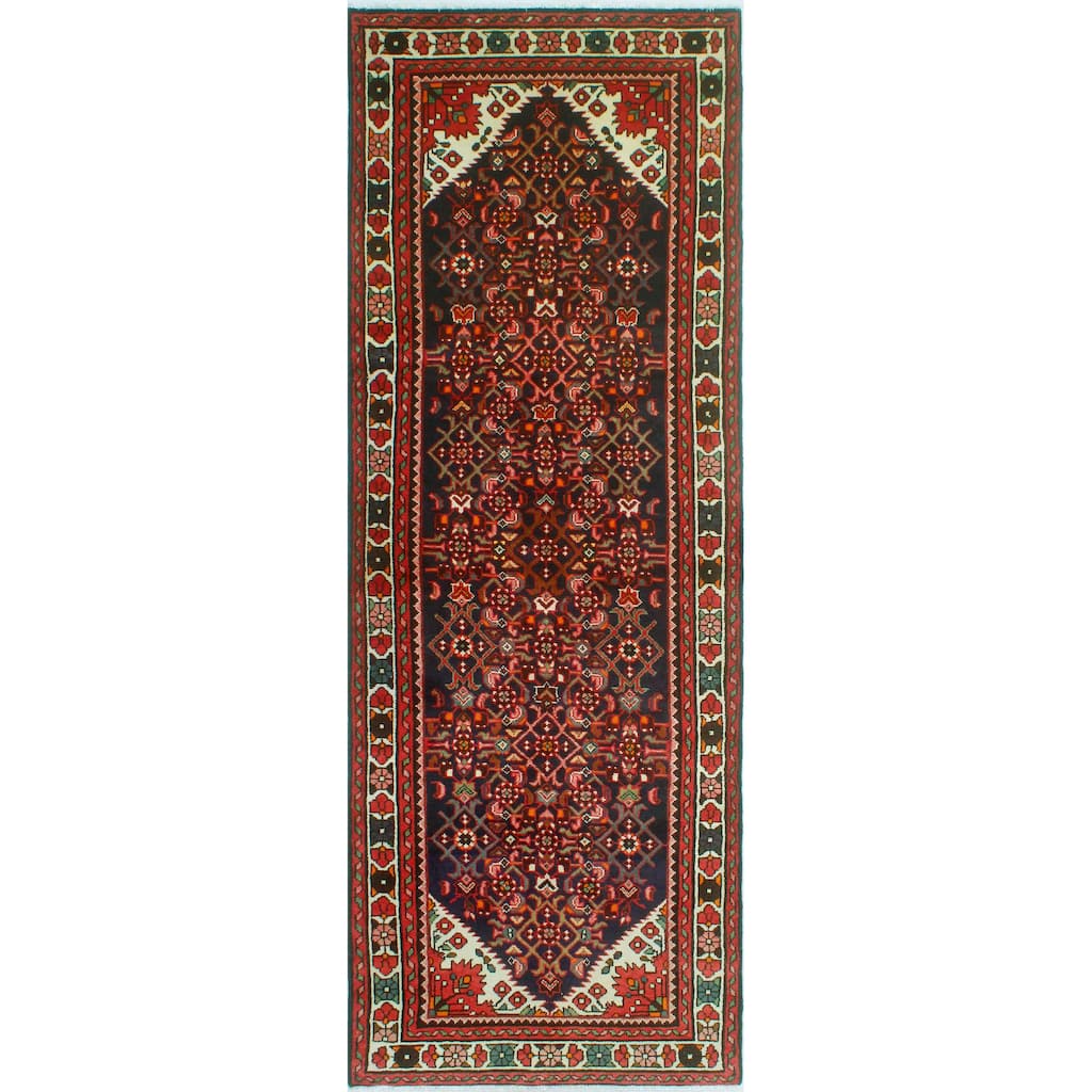 Noori Rug Fine Vintage Distressed Mounia Navy/Rust Runner - 3'8" x 9'11"