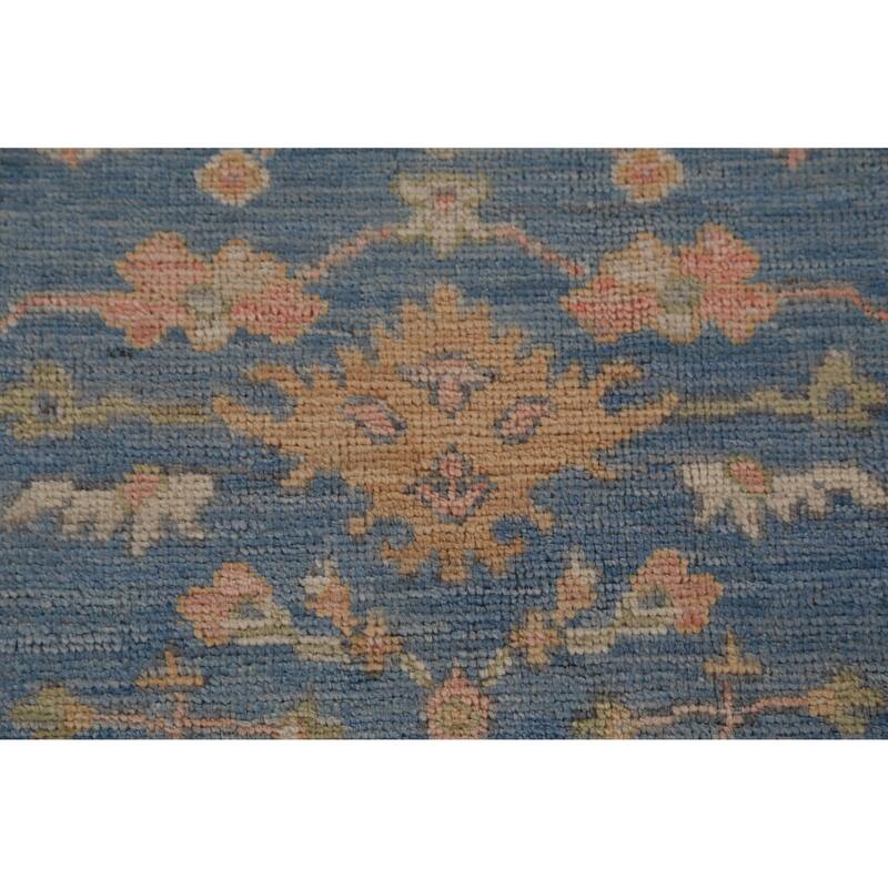 Hand Knotted Oriental 100% Wool Carpet Transitional All-Over Navy Blue & Blues Oushak Area Rug - 10' 0'' X 8' 2''