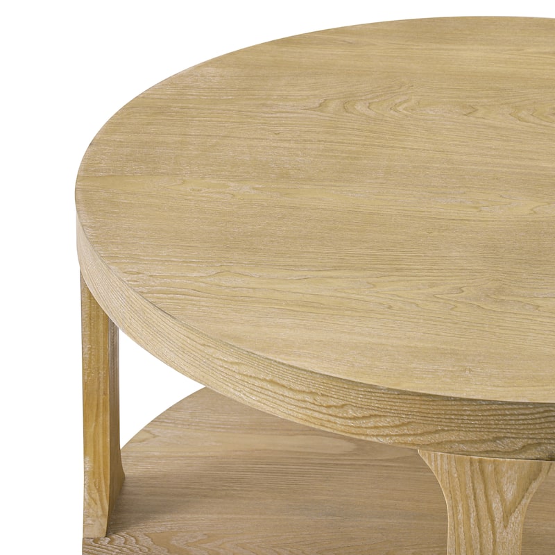 Christopher Knight Home - Modern Farmhouse Round Coffee Table with 2-Tier Storage Shelf