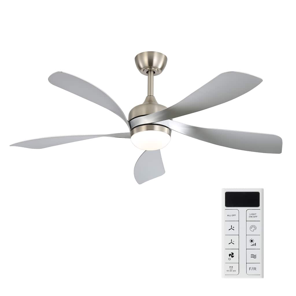 52-Inch Smart Ceiling Fan with Light Featuring 5 ABS Blades Dimmable LED and Memory Function