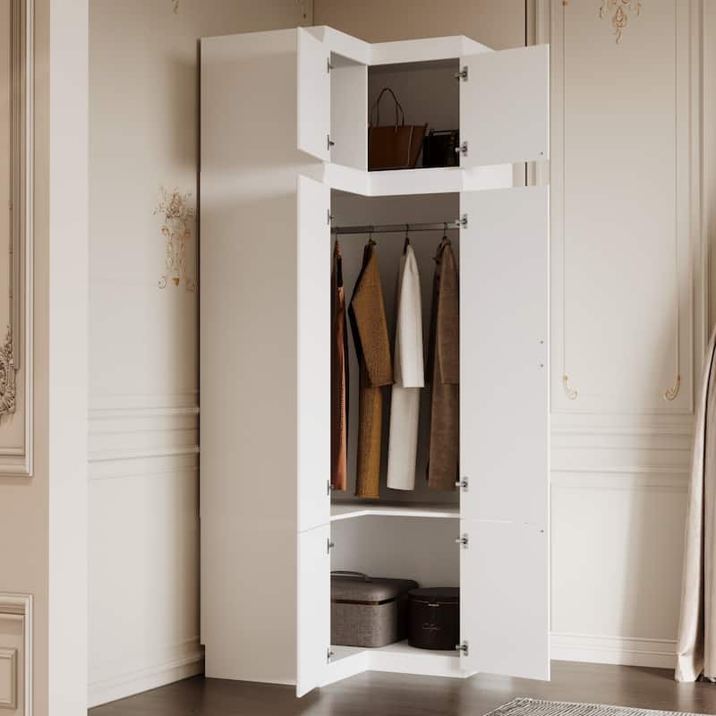 93.9"H/74.2"H Armoires Wardrobe Closet Cabinet Hanging Drawers Storage