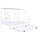 preview thumbnail 8 of 18, White Full Size Metal House Bed with Trundle and Roof for Kids, Boys and Girls, Bedroom