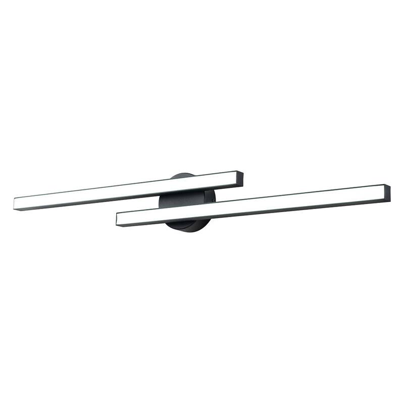 Contemporary 2-Light Black Linear Dimmable LED Vanity Wall Lamp