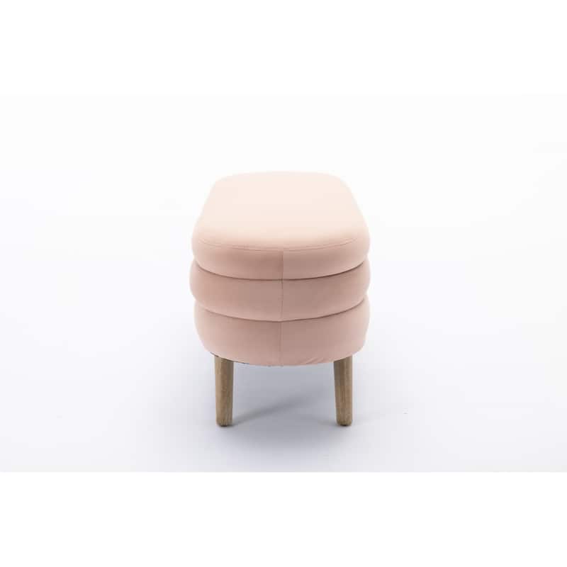 Velvet Fabric Storage Bench Bedroom Bench With Wood Legs For Living Room Bedroom Indoor