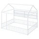preview thumbnail 8 of 25, Full Size Metal Bed House Bed Frame with Fence and Shelves, White