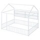 preview thumbnail 68 of 70, Full Size Metal House Bed Frame with Built-In Grid Shelves, Playful Canopy Design and Space-Saving Storage