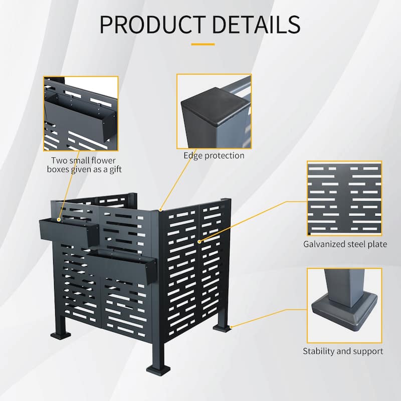 GDF Studio - Runham Outdoor Metal Privacy Fence Cover for AC with Galvanized Steel Panels