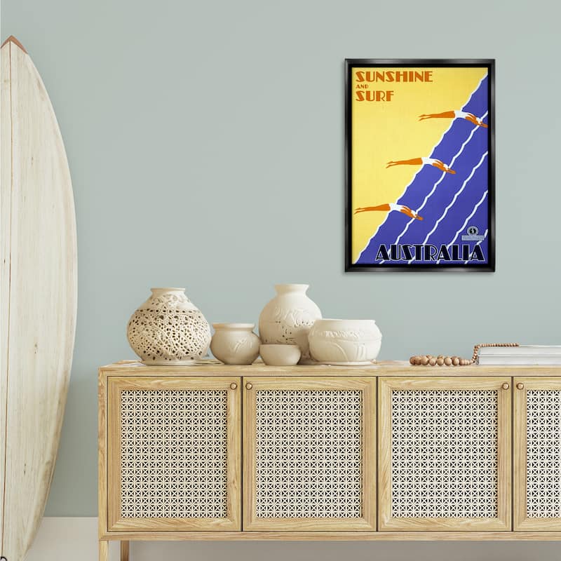 Stupell Sunshine & Surf Australia Framed Floater Canvas Wall Art Design By Marcus Jules