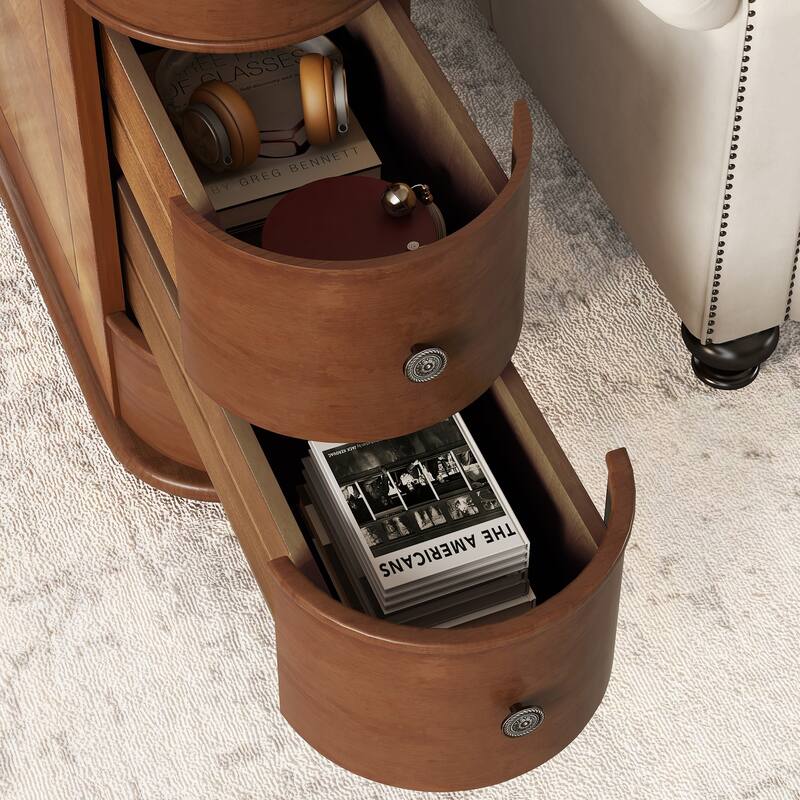 End Table with Charging Station,Sofa Side Table with Drawers, No Assembly Required