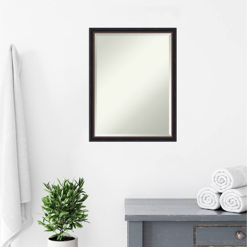 Salon Scoop Beveled Wood Framed Bathroom Vanity Wall Mirror