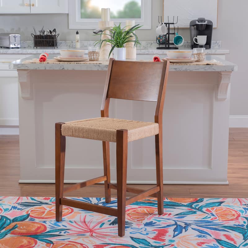 Caelan Seagrass 24-Inch Counter Stool (Set of 2) - Brown