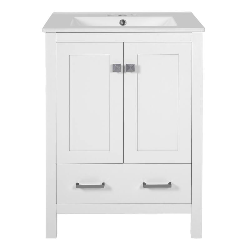 Bathroom Vanity with Sink, Multi-Functional Bathroom Cabinet, Bathroom Vanity with Door Shelf, Soft-Close Doors & 1 Drawer