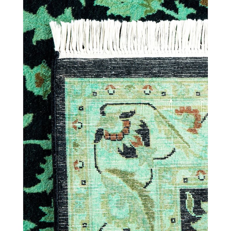 Overton Hand Knotted Wool Vintage Inspired Modern Contemporary Overdyed Black Area Rug - 3' 1" x 5' 2"