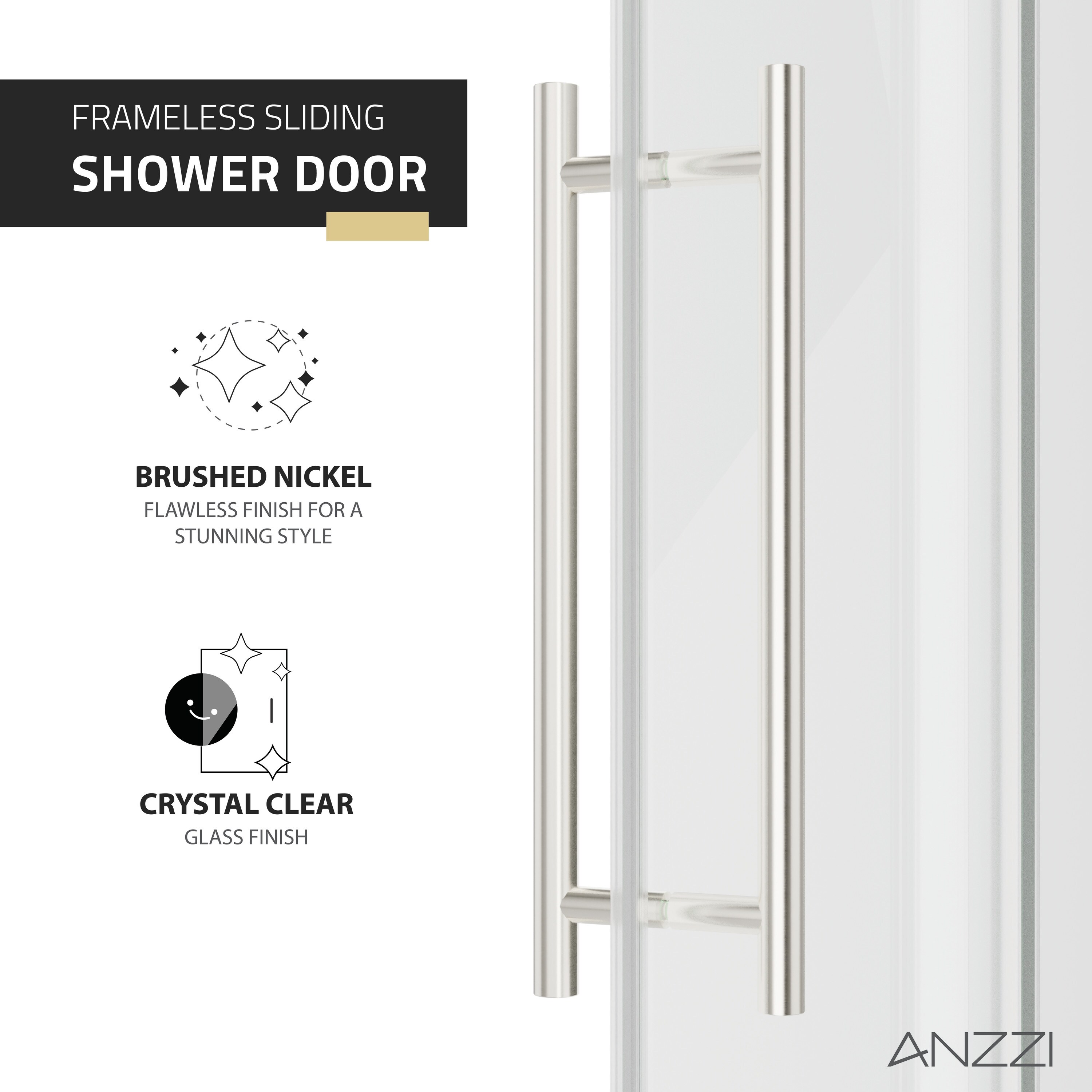 ANZZI Series 44 to 48 in. x 76 in. Frameless Shower Door with