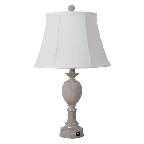 Decor Therapy Chalky Grey Table Lamp with USB Port