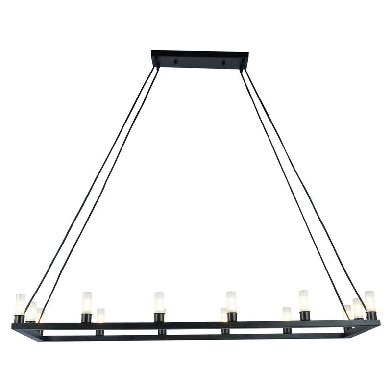 Zinak Black 14-Light Linear Frame 47-Inch Chandelier