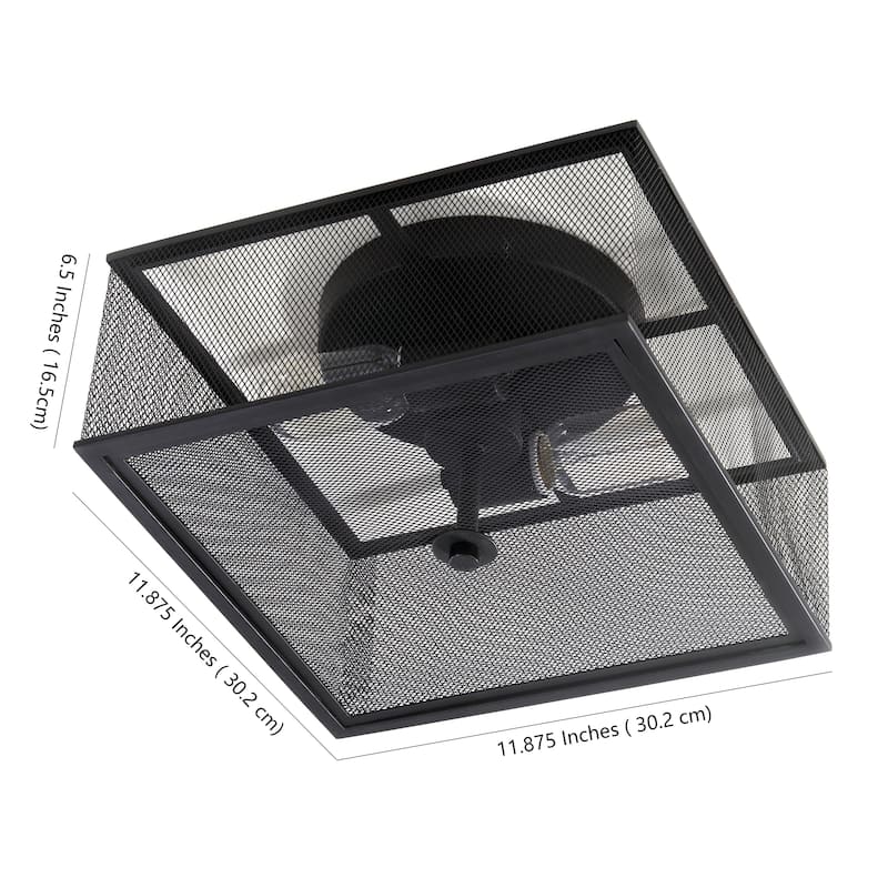 SAFAVIEH Lighting Hagan 2-light Black Flush Mount - 12"W x 12"D x 7"H