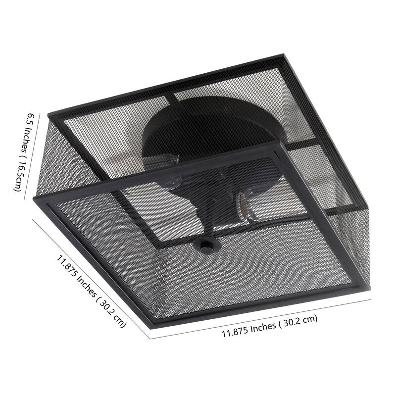 SAFAVIEH Lighting Ortansa 2-Light Black Flush Mount - 11.875" x 11.875" x 6.5" - 12Wx12Dx7H