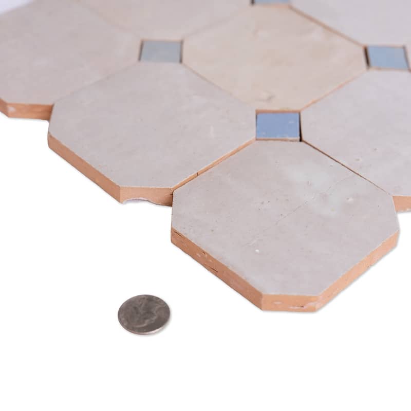 Contemporary Zellige Panels, 12" X 12" X 1/2", Gray - Blue Accents