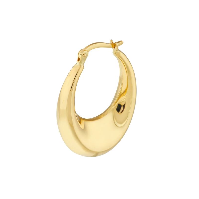 Curata 14k Yellow Gold 38mm Graduated Puff Polished Oval Hoop Earrings
