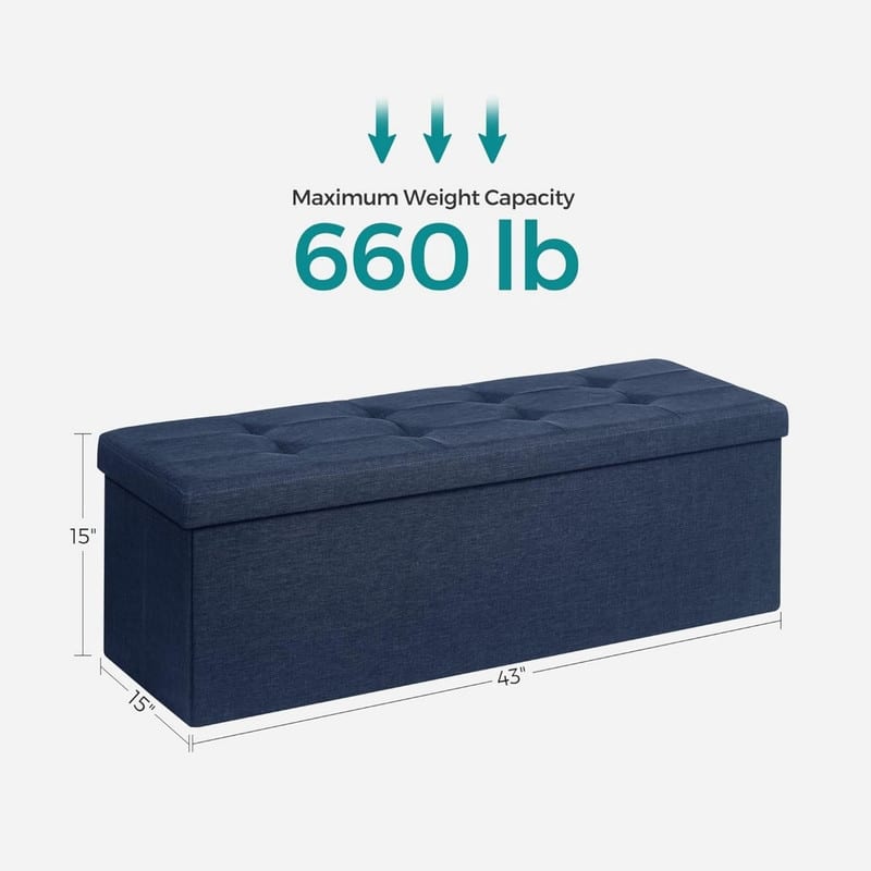 43 Inches Folding Storage Ottoman Bench