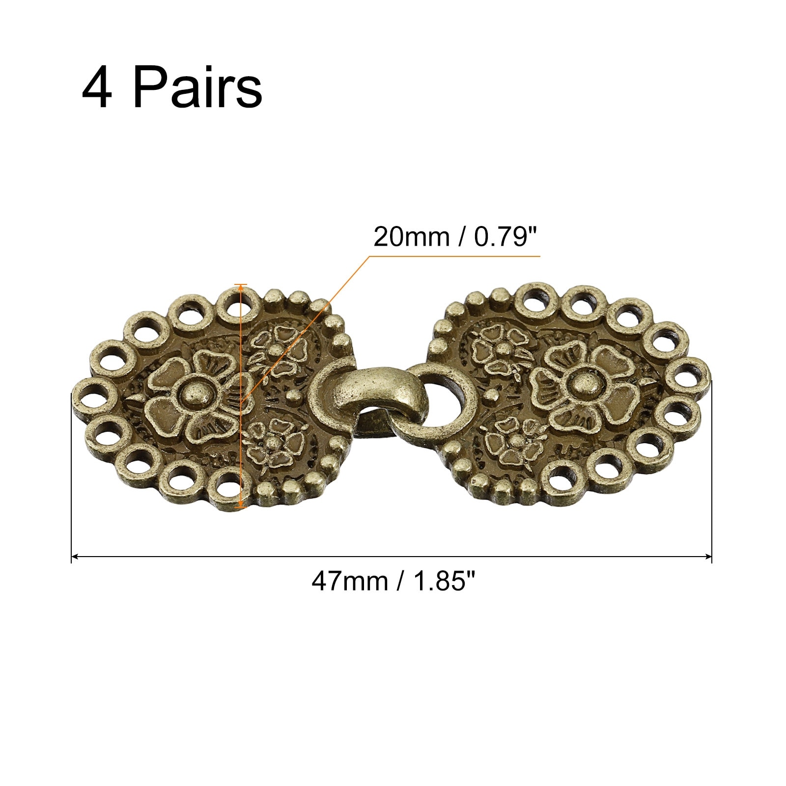 Cloak Clasp, 4 Pairs Sew on Hooks & Eyes Vintage Cape Clasps Fasteners -  Bed Bath & Beyond - 37624941