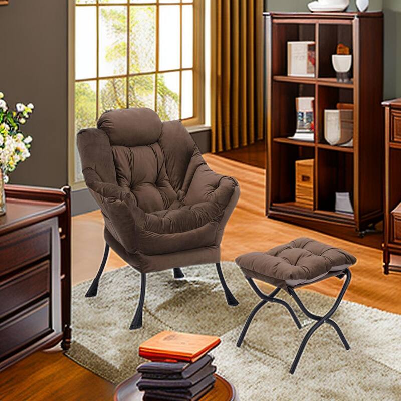 Tufted Accent Chair with Ottoman Cushion Chair Wingback Chair, Upholstered Chairs Lounge Chair with Armrests Side Pocket