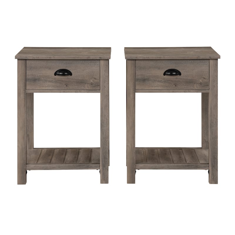 Walker Edison 18-inch 1-drawer Farmhouse Side Table (Set of 2)