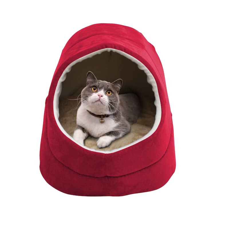 GOOPAWS Cave Covered Cat & Small Dog Bed
