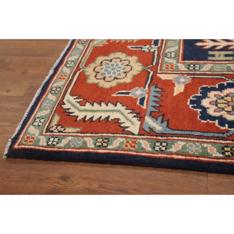 Hand Knotted Oriental 100% Wool Carpet Traditional Medallion Oranges & Rust Heriz (serapi) Area Rug - 8' 10'' X 6' 0''