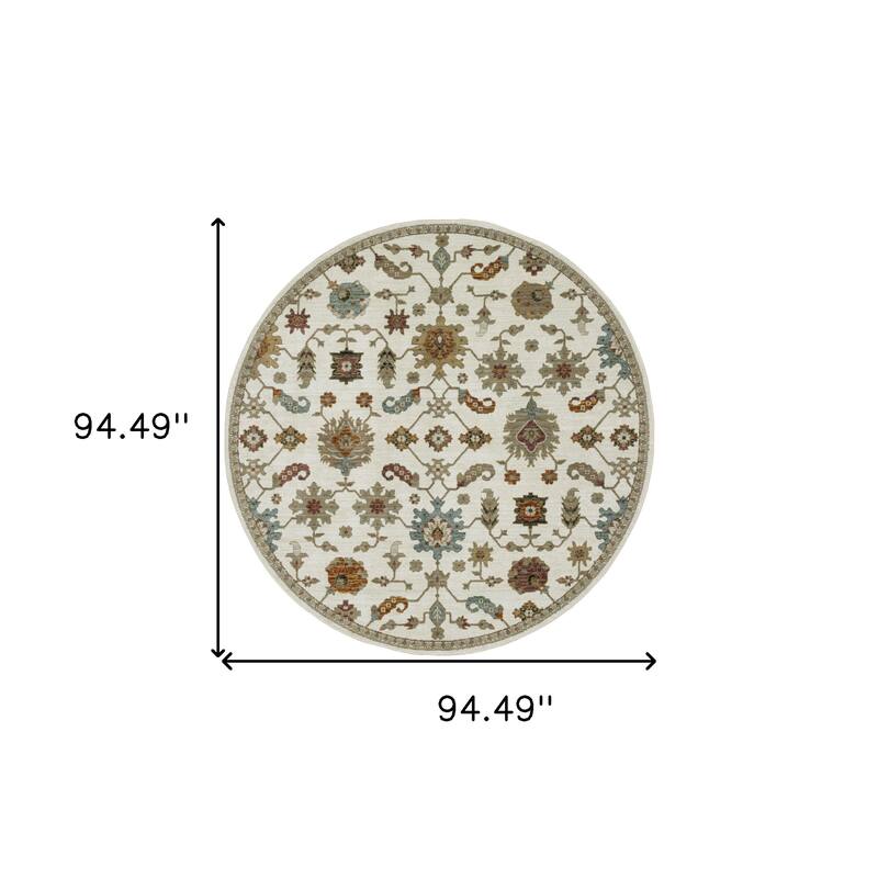 HomeRoots Oriental Traditional Round Area Rug - 94.49 in. x 94.49 in. x 0.55 in.