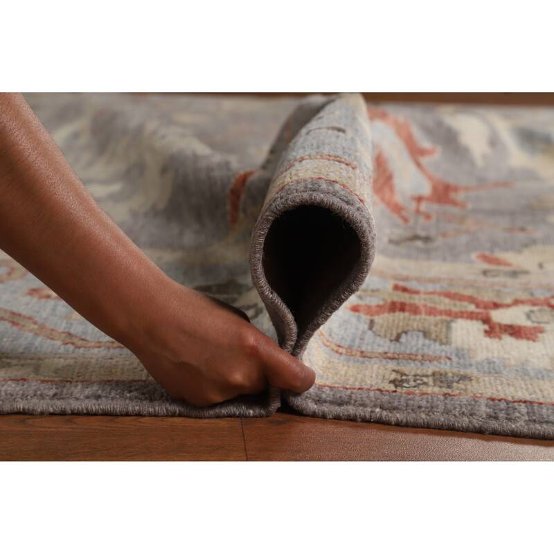 Hand Knotted Oriental 100% Wool Carpet Transitional All-Over Greys & Charcoal Oushak Area Rug - 9' 9'' X 8' 1''