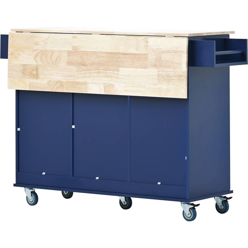 52.7 Inch Width Rolling Mobile Kitchen Island with Locking Wheels