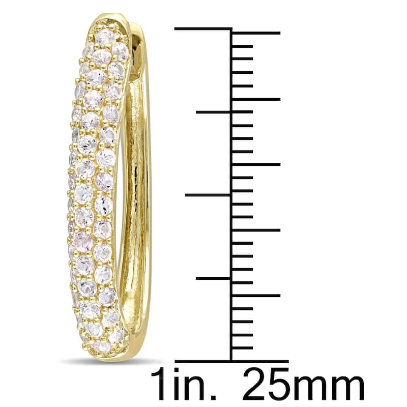 Miadora 10k Yellow Gold White Sapphire Oval Hoop Earrings - 26.5mm x 3.9mm x18mm - 26.5mm x 3.9mm x18mm