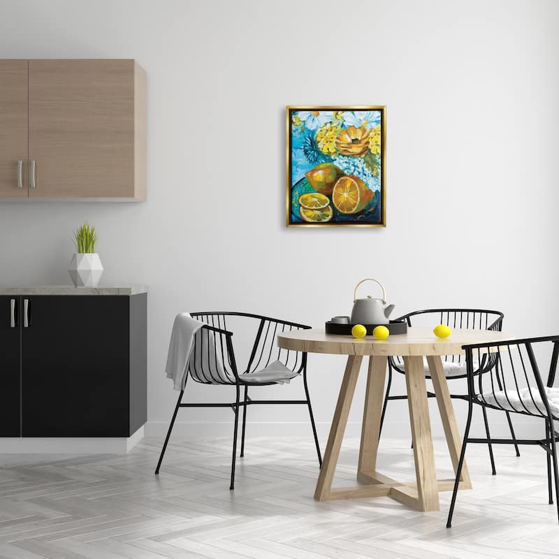 Stupell Lemons & Flowers Painting Framed Floater Canvas Wall Art Design by Linda McClure