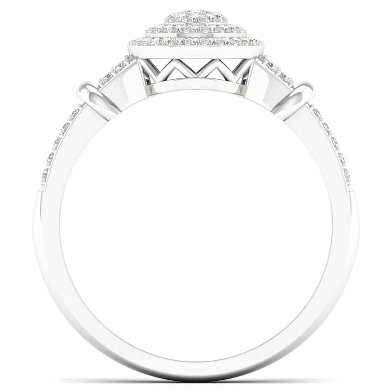 1/4ct TDW Diamond Cluster Double Halo Ring in 10k White Gold for Women