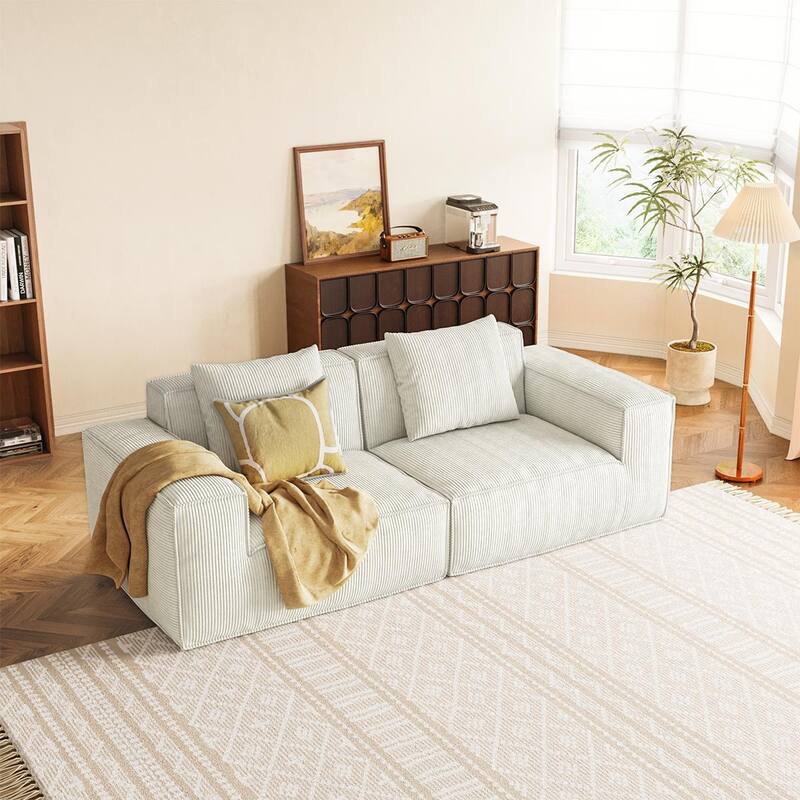 Chenille Convertible Sectional Sofa - White