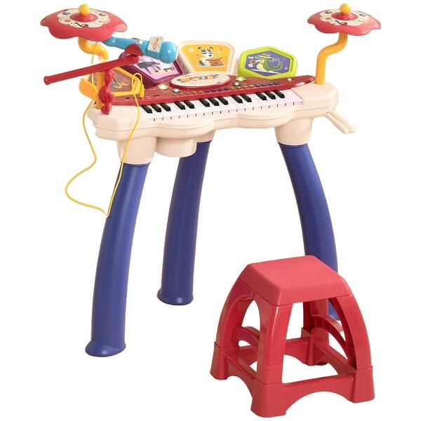slide 2 of 5, 2 in 1 Kids Piano Keyboard with Drum Set, 32-Key Electronic Musical Instrument Kitchens