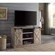 preview thumbnail 1 of 2, Industrial Style TV Stand with 2 Sliding Barn Doors, 3 Open Compartments, TVs up to 60", Oak Finish