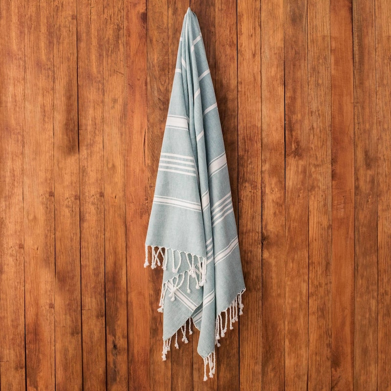 NOVICA Sweet Relaxation in Teal, Cotton beach towel
