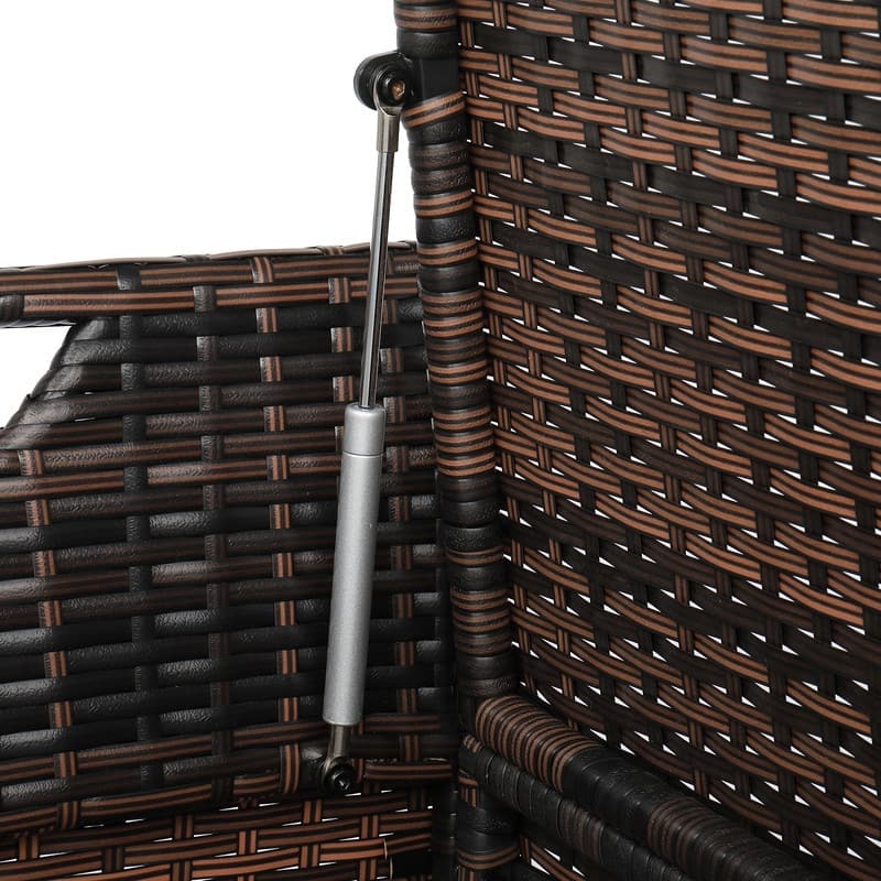 Patio Garden Brown PE Rattan Wicker Storage Bench with Cushion