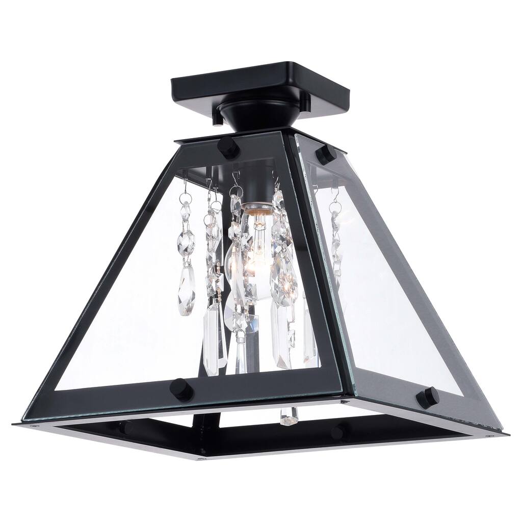 Tremont 12.5-in W Crystal Black Urban Loft Semi Flush Mount Ceiling Light - 12.5-in. W x 12.25-in. H x 12.5-in. D