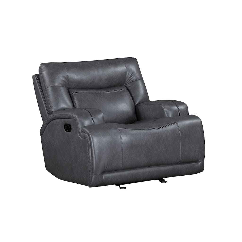 Tito Manual Glider Reclining Chair, Gray Polyester, Pillow Top Arms