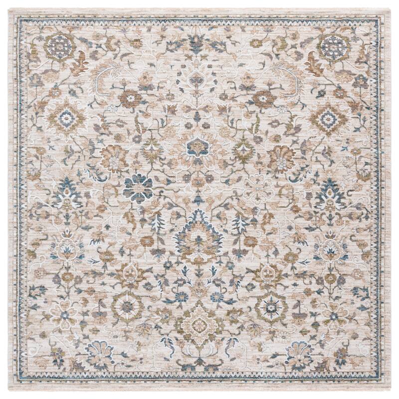SAFAVIEH Finley Femke Floral Rug - Beige/Blue - 6'7" Square