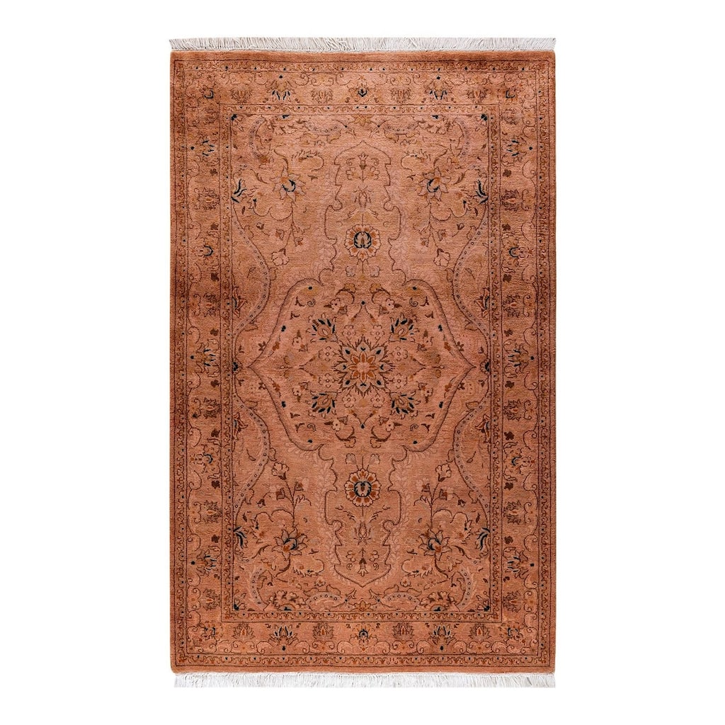 Overton Hand Knotted Wool Vintage Inspired Modern Contemporary Overdyed Pink Area Rug - 3' 1" x 5' 0"