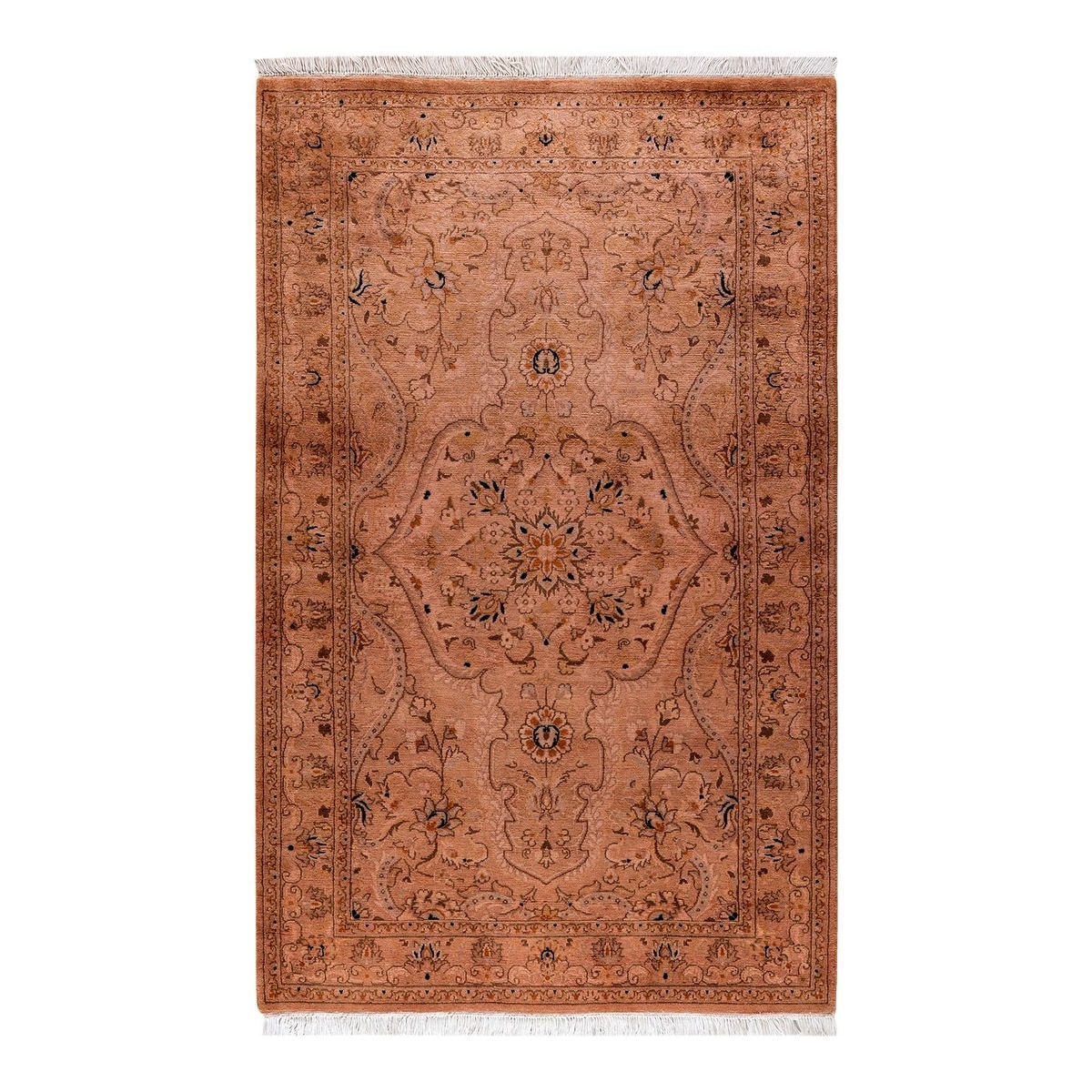 Overton Hand Knotted Wool Vintage Inspired Modern Contemporary Overdyed Pink Area Rug - 3' 1" x 5' 0"
